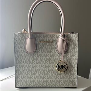 Michael Kors Monogram Tote Bag - Gray and Pink